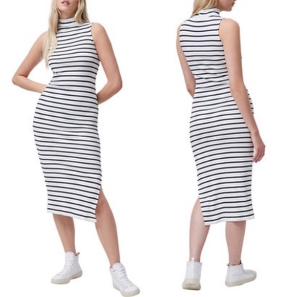 French Connection New With Tags Tommy Rib Striped Jersey Nautical Dress Size M - Picture 1 of 13